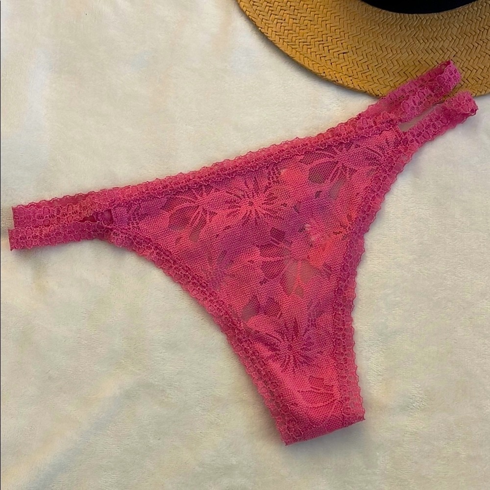 NWT PINK Victories Secret | Pink Lace Floral Panties Size Medium